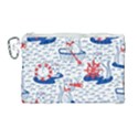 Nautical Cats Seamless Pattern Canvas Cosmetic Bag (Large) View1