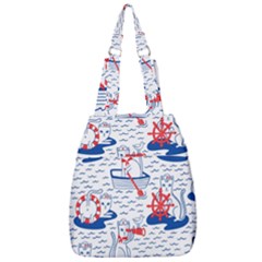 Nautical Cats Seamless Pattern Center Zip Backpack by Simbadda