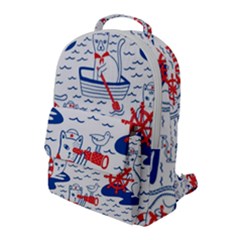 Nautical Cats Seamless Pattern Flap Pocket Backpack (large) by Simbadda