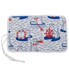 Nautical Cats Seamless Pattern Pen Storage Case (l) by Simbadda