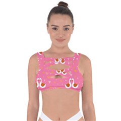 Swan Pattern Elegant Style Bandaged Up Bikini Top by Simbadda