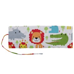 Seamless Pattern Vector With Animals Cartoon Roll Up Canvas Pencil Holder (m) by Simbadda