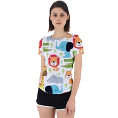 Seamless Pattern Vector With Animals Cartoon Back Cut Out Sport Tee by Simbadda