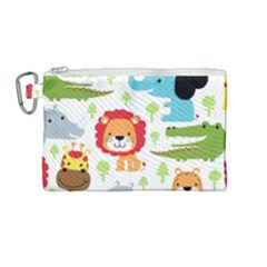 Seamless Pattern Vector With Animals Cartoon Canvas Cosmetic Bag (medium) by Simbadda