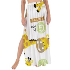 Vector Pattern With Cute Giraffe Cartoon Maxi Chiffon Tie-up Sarong by Simbadda