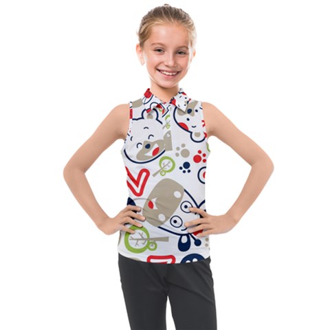 Animals Pattern Kids  Sleeveless Polo Tee by Simbadda