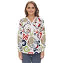 Animals Pattern Zip Up Long Sleeve Blouse View1