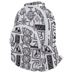 Navigation-seamless-pattern Rounded Multi Pocket Backpack by Simbadda