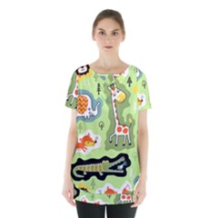 Seamless-pattern-with-wildlife-animals-cartoon Skirt Hem Sports Top by Simbadda