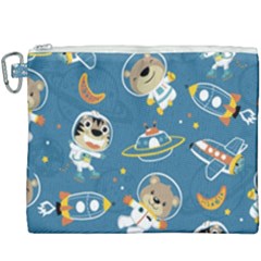 Seamless-pattern-funny-astronaut-outer-space-transportation Canvas Cosmetic Bag (xxxl) by Simbadda