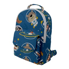 Seamless-pattern-funny-astronaut-outer-space-transportation Flap Pocket Backpack (large) by Simbadda