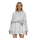 (2) Round Neck Long Sleeve Bohemian Style Chiffon Mini Dress View1