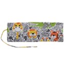 Seamless Pattern With Wildlife Cartoon Roll Up Canvas Pencil Holder (M) View1