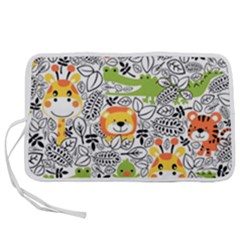 Seamless Pattern With Wildlife Cartoon Pen Storage Case (s) by Simbadda