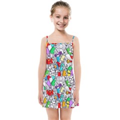 Graffiti Characters Seamless Pattern Kids  Summer Sun Dress by Simbadda