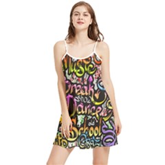 Graffiti Word Seamless Pattern Summer Frill Dress by Simbadda