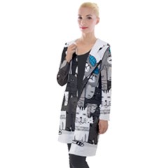 Cute Cat Hand Drawn Cartoon Style Hooded Pocket Cardigan by Simbadda