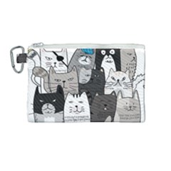 Cute Cat Hand Drawn Cartoon Style Canvas Cosmetic Bag (medium) by Simbadda