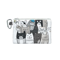 Cute Cat Hand Drawn Cartoon Style Canvas Cosmetic Bag (small) by Simbadda