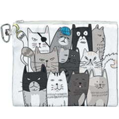 Cute Cat Hand Drawn Cartoon Style Canvas Cosmetic Bag (xxxl) by Simbadda