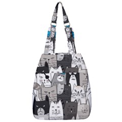 Cute Cat Hand Drawn Cartoon Style Center Zip Backpack by Simbadda