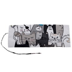 Cute Cat Hand Drawn Cartoon Style Roll Up Canvas Pencil Holder (s) by Simbadda