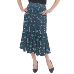 Bons Foot Prints Pattern Background Midi Mermaid Skirt by Simbadda