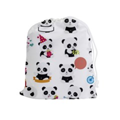 Playing Panda Cartoon Drawstring Pouch (xl) by Simbadda