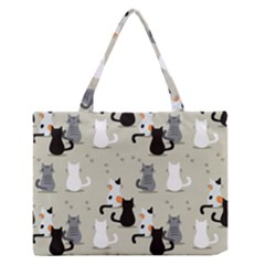 Cute Cat Seamless Pattern Zipper Medium Tote Bag by Simbadda