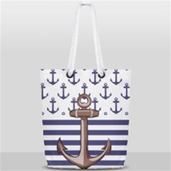 Anchor Background Design Full Print Rope Handle Tote (small) by Simbadda