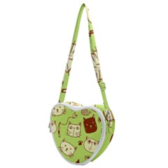 Cute-hand-drawn-cat-seamless-pattern Heart Shoulder Bag by Simbadda