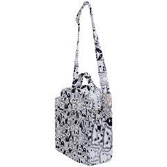 Seamless-pattern-with-black-white-doodle-dogs Crossbody Day Bag by Simbadda