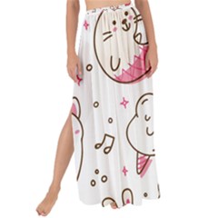 Cute-animals-seamless-pattern-kawaii-doodle-style Maxi Chiffon Tie-up Sarong by Simbadda