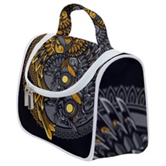 Yin-yang-owl-doodle-ornament-illustration Satchel Handbag by Simbadda