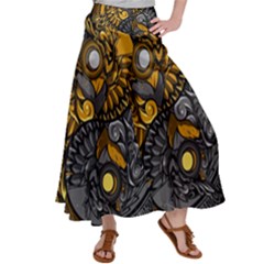 Yin-yang-owl-doodle-ornament-illustration Women s Satin Palazzo Pants by Simbadda