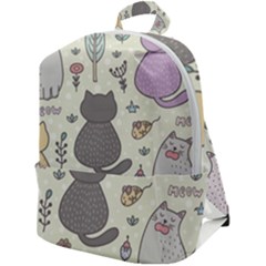 Funny Cartoon Cat Seamless Pattern Zip Up Backpack by Simbadda