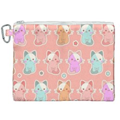 Cute-kawaii-kittens-seamless-pattern Canvas Cosmetic Bag (xxl) by Simbadda