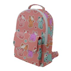 Cute-kawaii-kittens-seamless-pattern Flap Pocket Backpack (large) by Simbadda