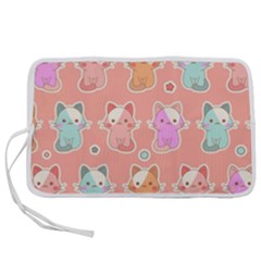 Cute-kawaii-kittens-seamless-pattern Pen Storage Case (l) by Simbadda