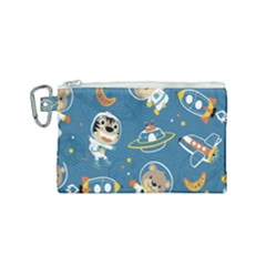 Seamless-pattern-funny-astronaut-outer-space-transportation Canvas Cosmetic Bag (small) by Simbadda