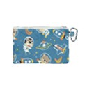 Seamless-pattern-funny-astronaut-outer-space-transportation Canvas Cosmetic Bag (Small) View2