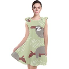 Sloths-pattern-design Tie Up Tunic Dress by Simbadda