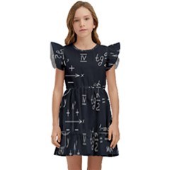 Mathematical-seamless-pattern-with-geometric-shapes-formulas Kids  Winged Sleeve Dress by Simbadda