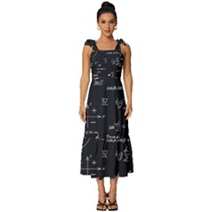 Mathematical-seamless-pattern-with-geometric-shapes-formulas Tie-strap Tiered Midi Chiffon Dress by Simbadda