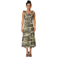 Camouflage Design Tie-strap Tiered Midi Chiffon Dress by Excel