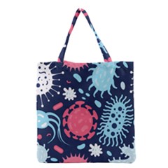 Seamless-pattern-microbes-virus-vector-illustration Grocery Tote Bag by Simbadda