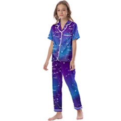 Realistic-night-sky-poster-with-constellations Kids  Satin Short Sleeve Pajamas Set by Simbadda