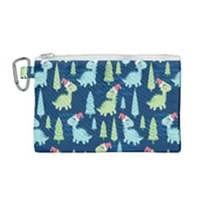 Cute-dinosaurs-animal-seamless-pattern-doodle-dino-winter-theme Canvas Cosmetic Bag (medium) by Simbadda