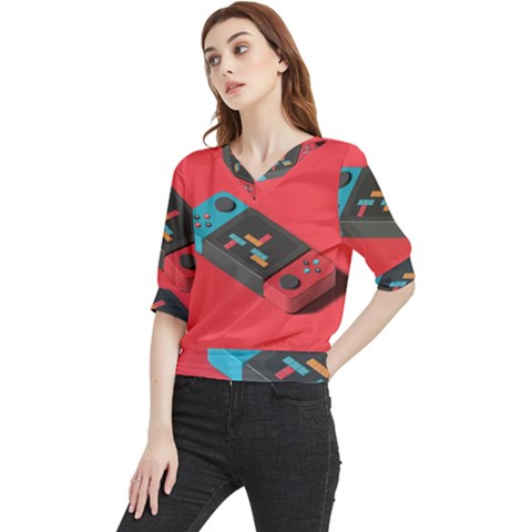 Gaming Console Video Quarter Sleeve Blouse by Grandong