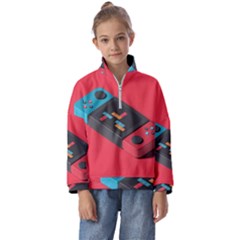 Gaming Console Video Kids  Half Zip Hoodie by Grandong